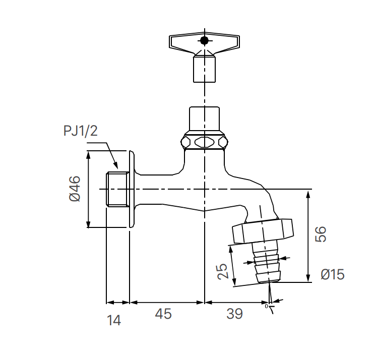 Vòi gắn tường INAX LF-15G-13(JW) nước lạnh (LF15G13(JW)
