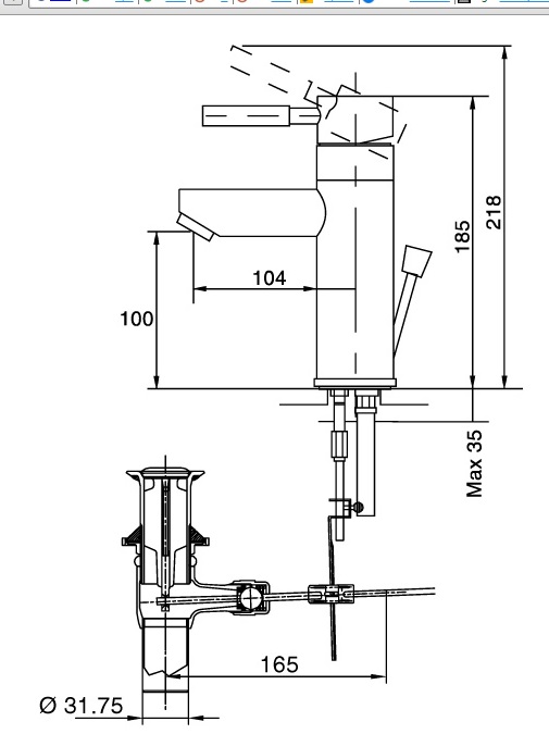 Bản vẽ kỹ thuật Vòi lavabo chậu rửa mặt Inax LFV-8000S nóng lạnh gật gù (LFV8000S)