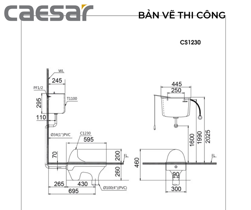 Bồn cầu xổm Caeasar CS1230