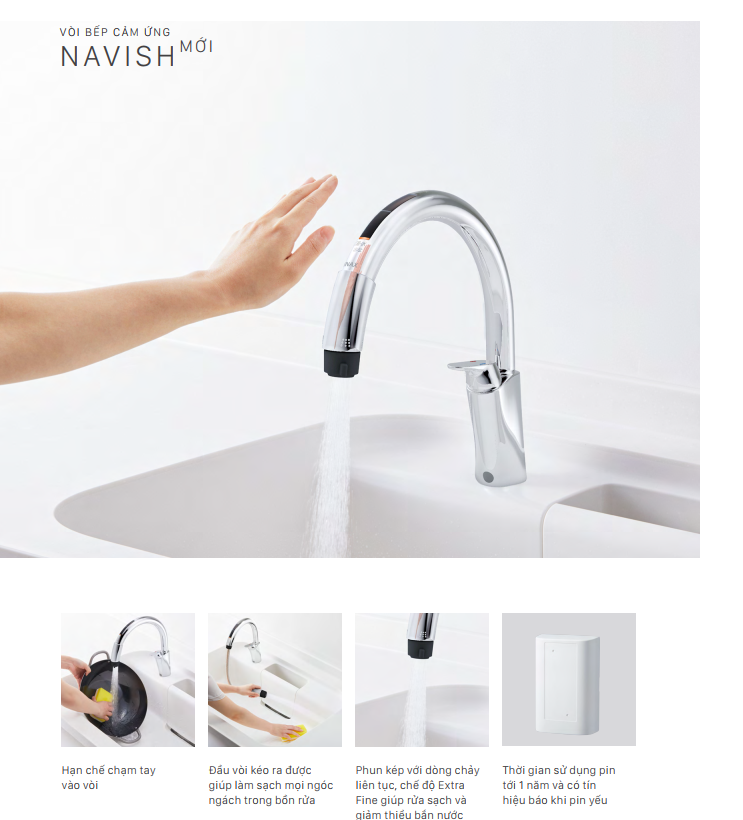 Vòi chậu rửa chén INAX SF-NB454SX-J cảm ứng nóng lạnh
