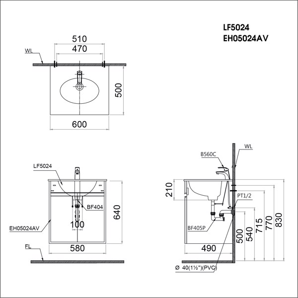 Bộ Lavabo tủ Caesar L5024-EH05024ASV