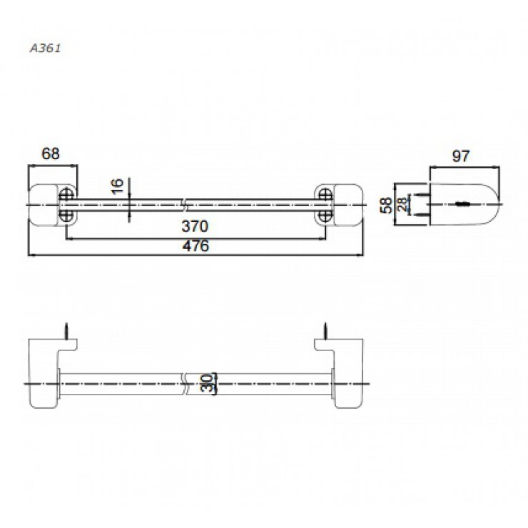 Bản vẽ kỹ thuật Thanh Vắt Khăn Toto A361