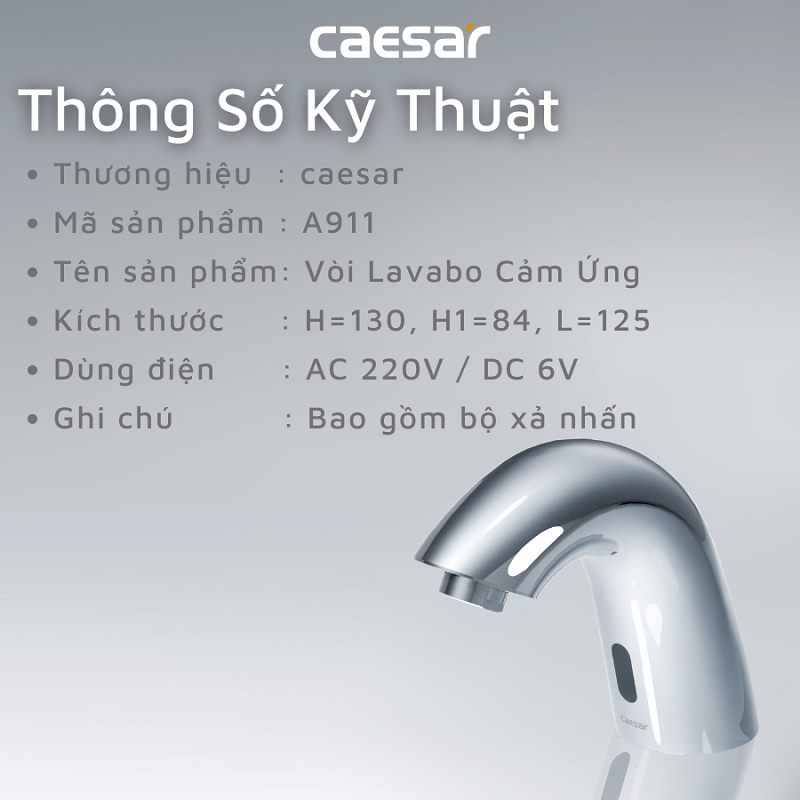 Vòi lavabo chậu rửa mặt Caesar A911 nước lạnh cảm ứng