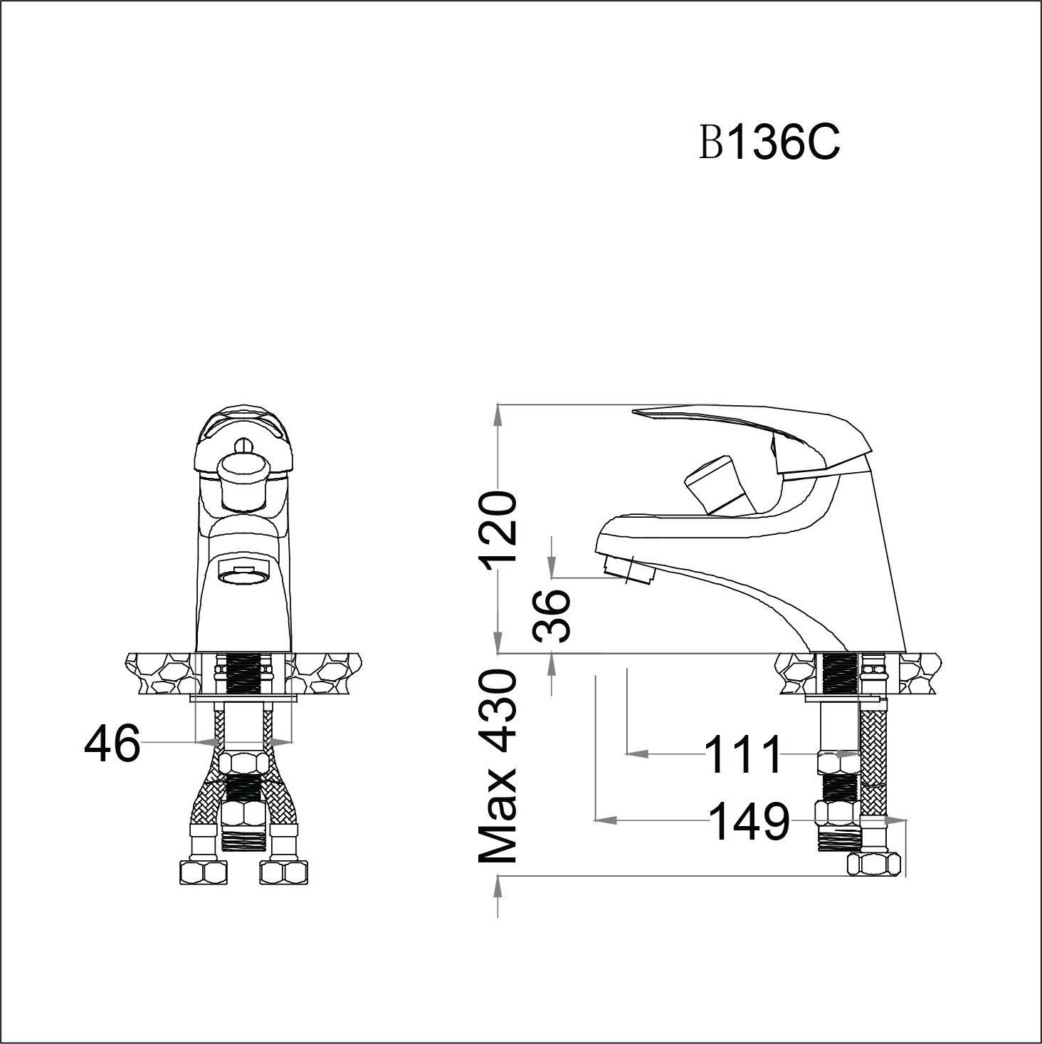 Vòi lavabo chậu rửa mặt Caesar B136CU nóng lạnh