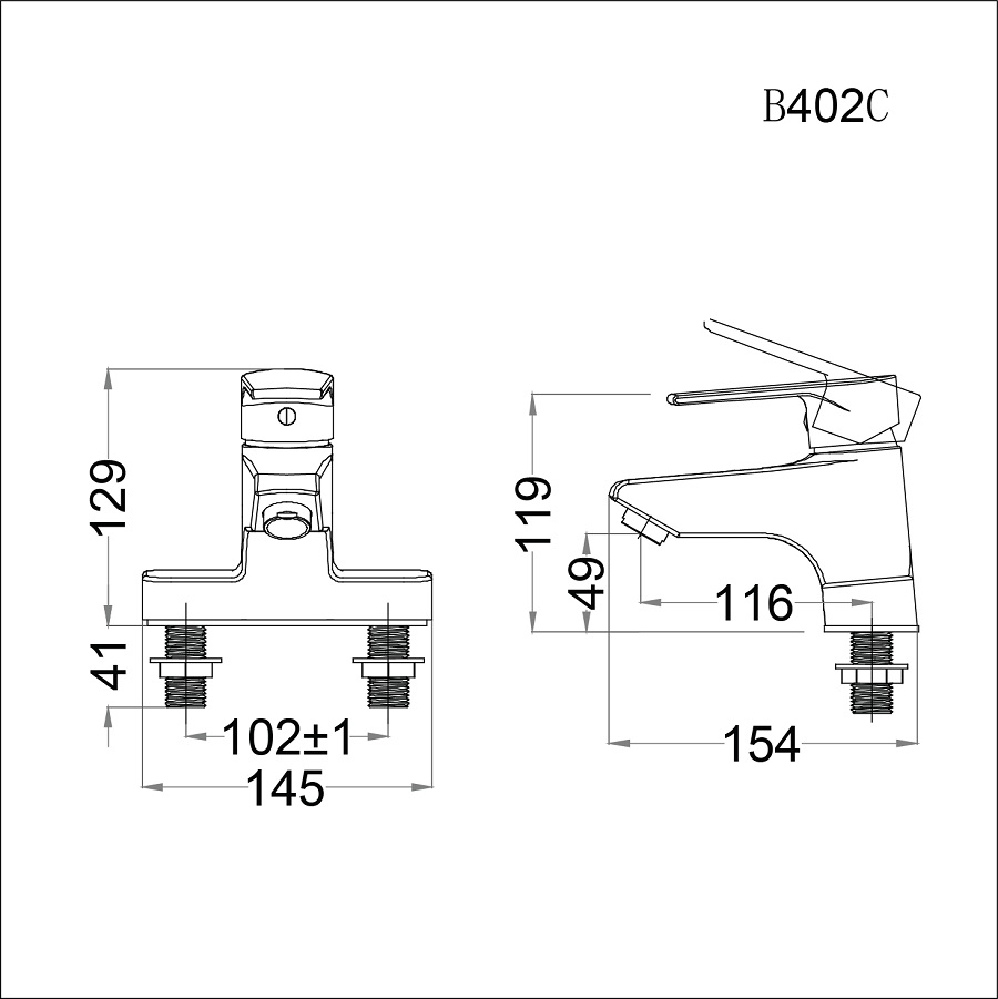 Vòi lavabo chậu rửa mặt Caesar B402CP/CU nóng lạnh