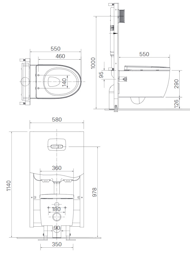 Bồn cầu treo tường Inax AC-952VN nắp rửa CW-KA22AVN