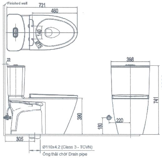 Bồn cầu 2 khối Inax ACT-602 xả cảm ứng nắp rửa CW-S32VN