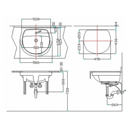 Lavabo chậu rửa mặt Inax L-2216V âm bàn (L-2216V)