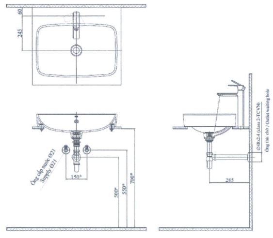 Lavabo chậu rửa mặt INAX AL-299V đặt bàn (AL299V)