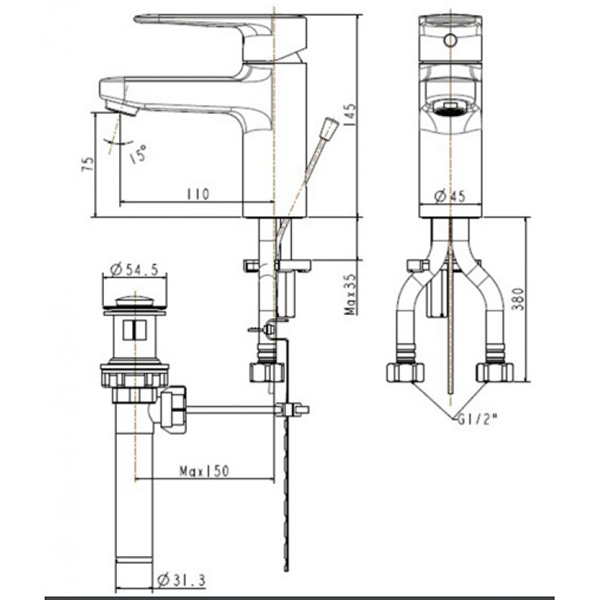 Vòi lavabo chậu rửa mặt American Standard WF-B201 nóng lạnh