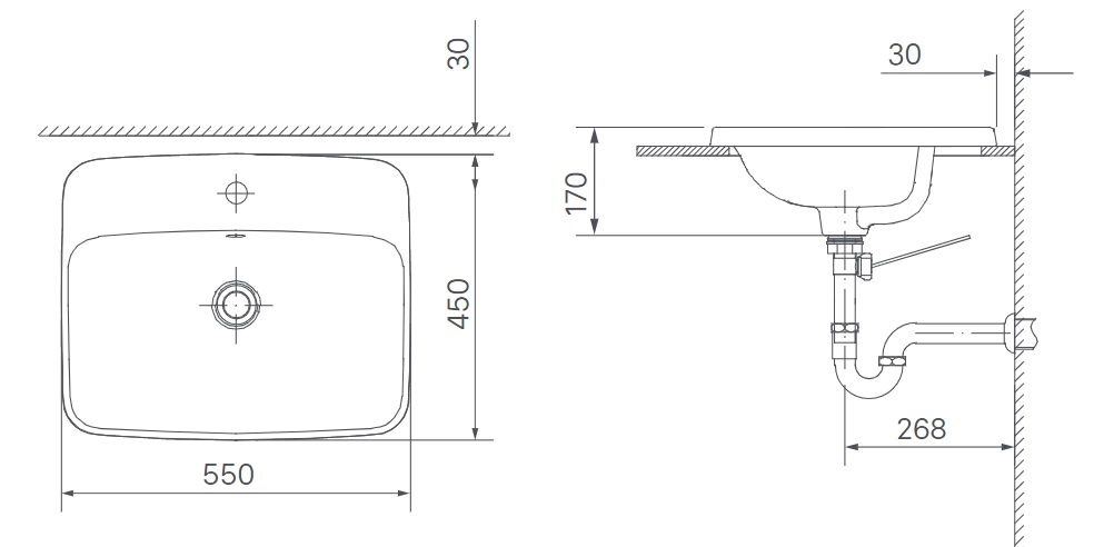 Lavabo chậu rửa mặt Inax L-2398V bán âm dương vành (L-2398V)