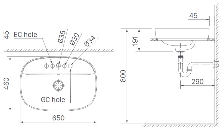 Lavabo chậu rửa mặt Inax AL-652V đặt bàn (AL652V)