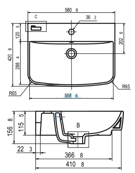 Lavabo chậu rửa mặt Viglacera CD58 treo tường + chân