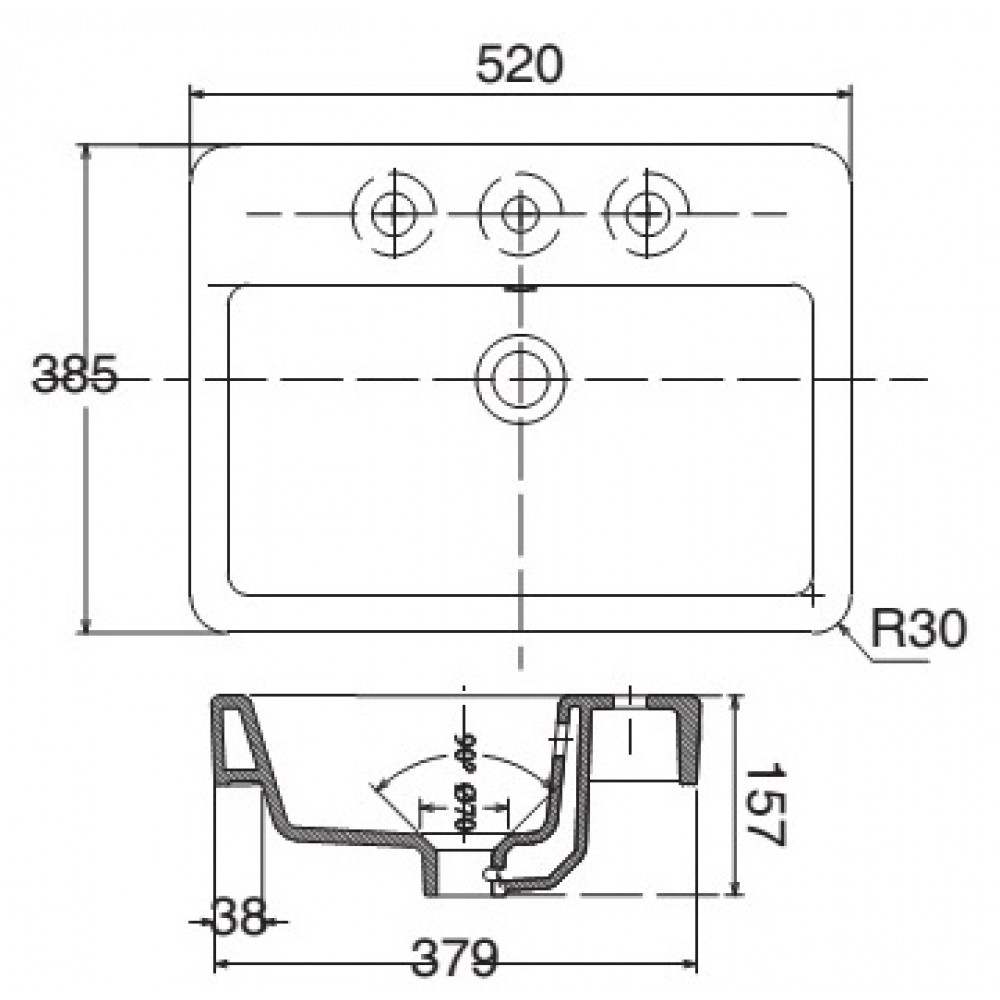 Lavabo chậu rửa mặt Viglacera V29 bán âm dương vành