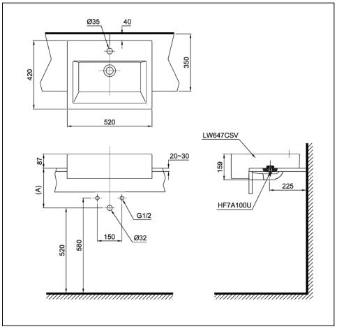 Lavabo chậu rửa mặt TOTO LT647CS#XW bán âm sứ chống bám bẩn