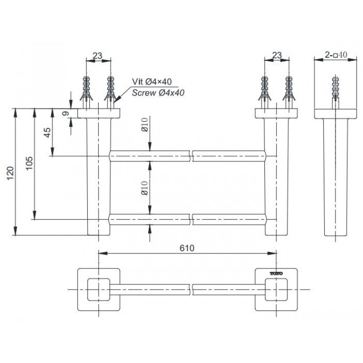 Bản vẽ Thanh Vắt Khăn Toto YT408W6V