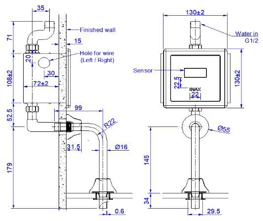 Xả tiểu cảm ứng Inax OKUV-30SM (OKUV30SM)