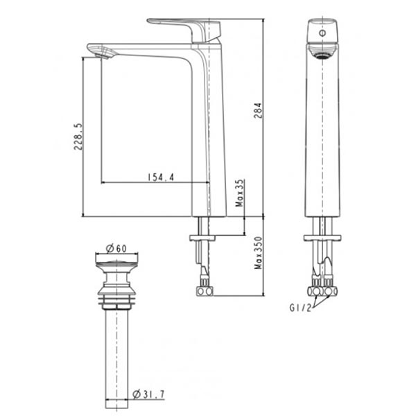 Vòi lavabo chậu rửa mặt American Standard WF-1702 nóng lạnh cổ cao