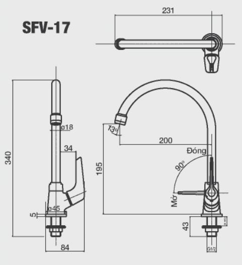 Vòi chậu rửa chén Inax SFV-17 nước lạnh (SFV17)