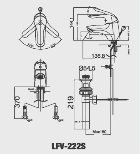 Vòi lavabo chậu rửa mặt Inax LFV-222S nóng lạnh gật gù (LFV222S)