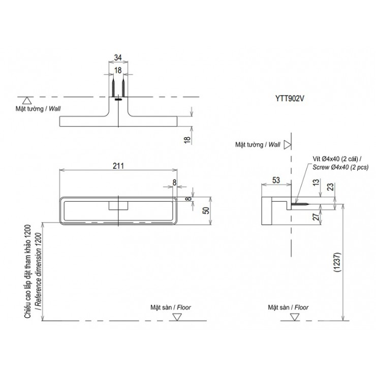 Bản vẽ vòng Treo Khăn Toto YTT902V