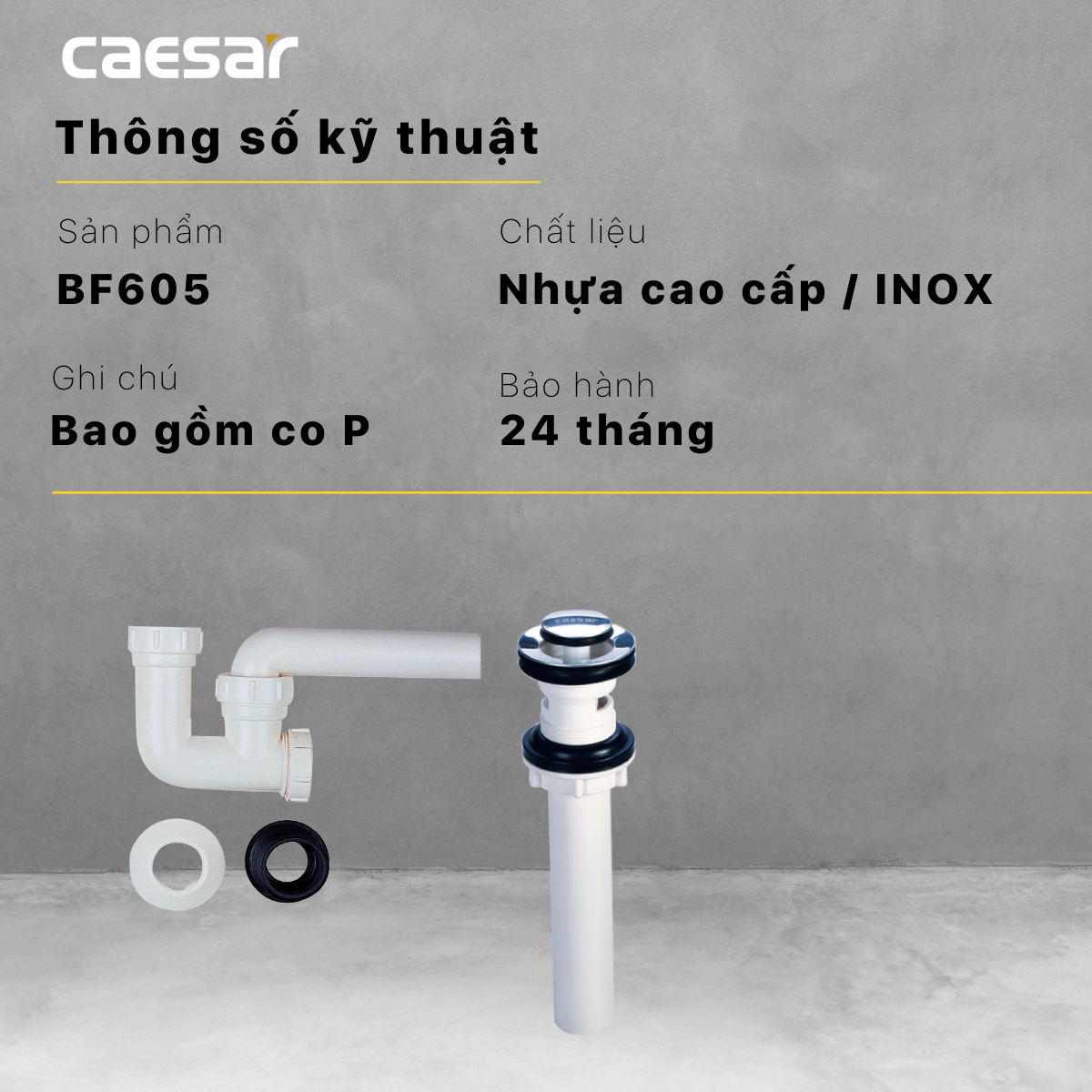 Bộ xả nhấn lavabo chậu rửa mặt Caesar BF605 nhựa