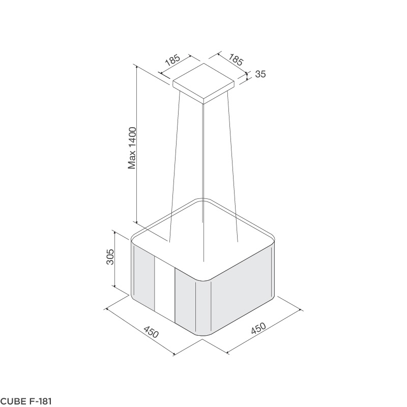 Máy hút mùi đảo Malloca Cube F181