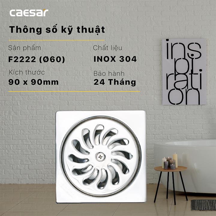 Phễu thoát sàn Caesar F2222 (thoát Φ 60)