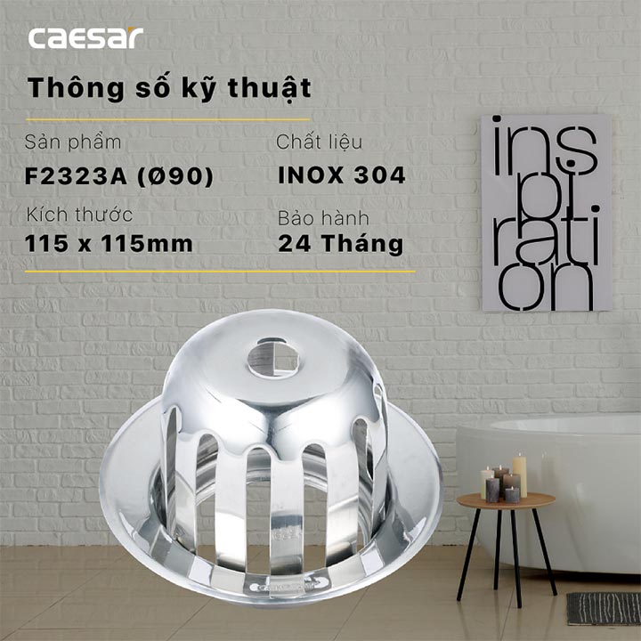 Cầu chắn rác Caesar F2323A (thoát Φ 90)