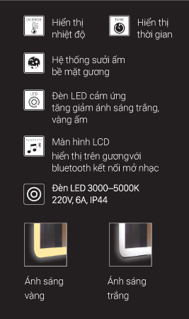 Gương led cảm ứng Đình Quốc ĐQ 72020A 50x70 cm