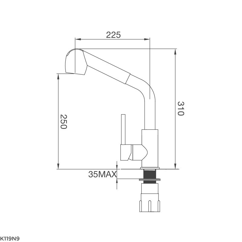 Vòi chậu rửa chén Malloca K119N9 nóng lạnh