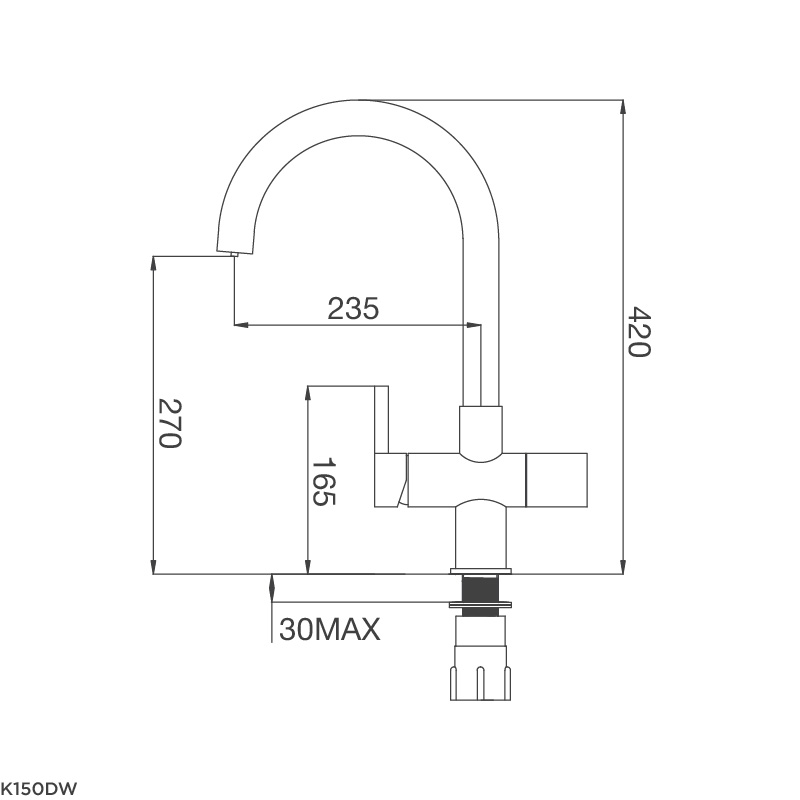 Vòi chậu rửa chén Malloca K150DW nóng lạnh