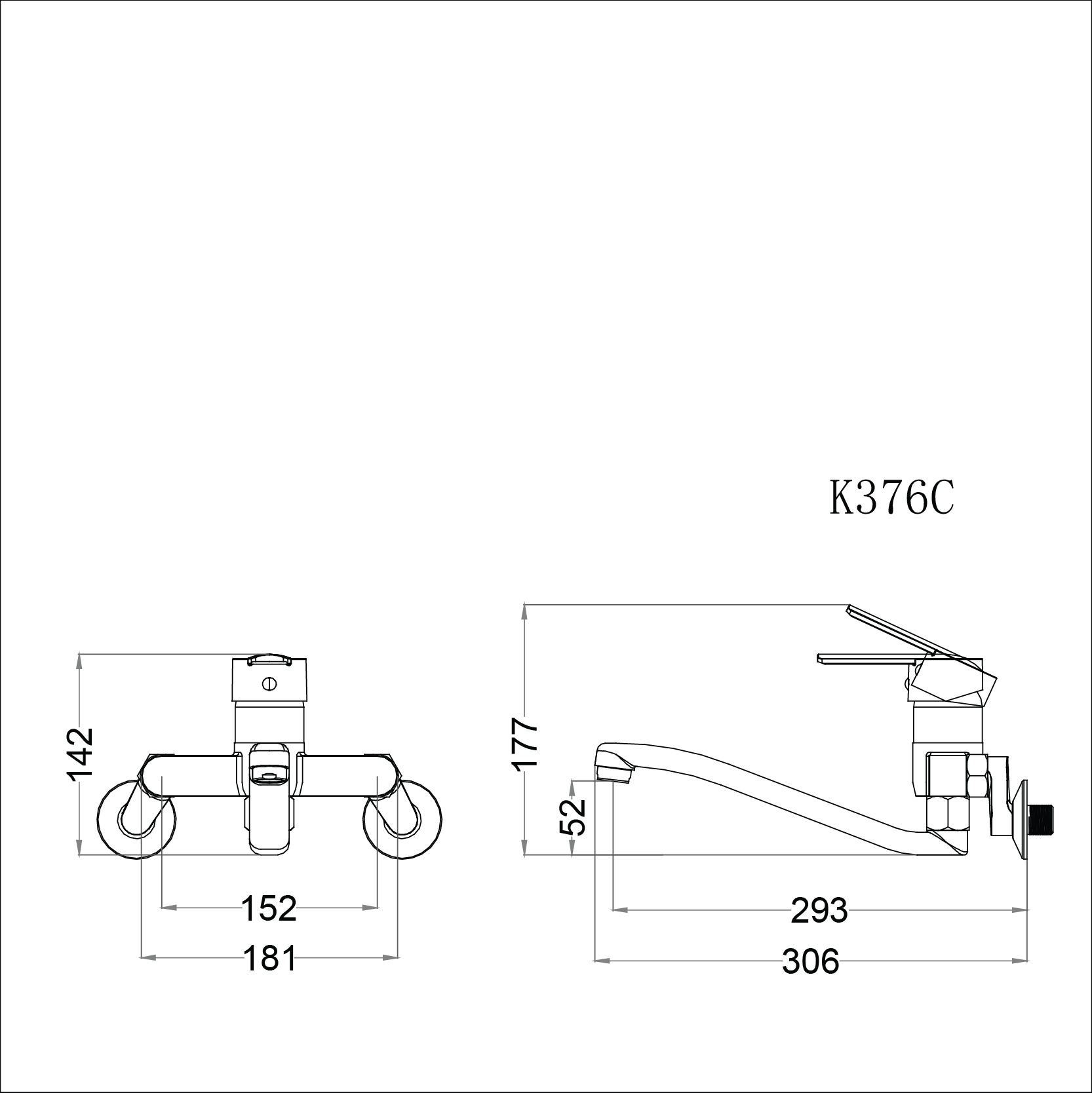 Vòi chậu rửa chén Caesar K376C nóng lạnh gắn tường