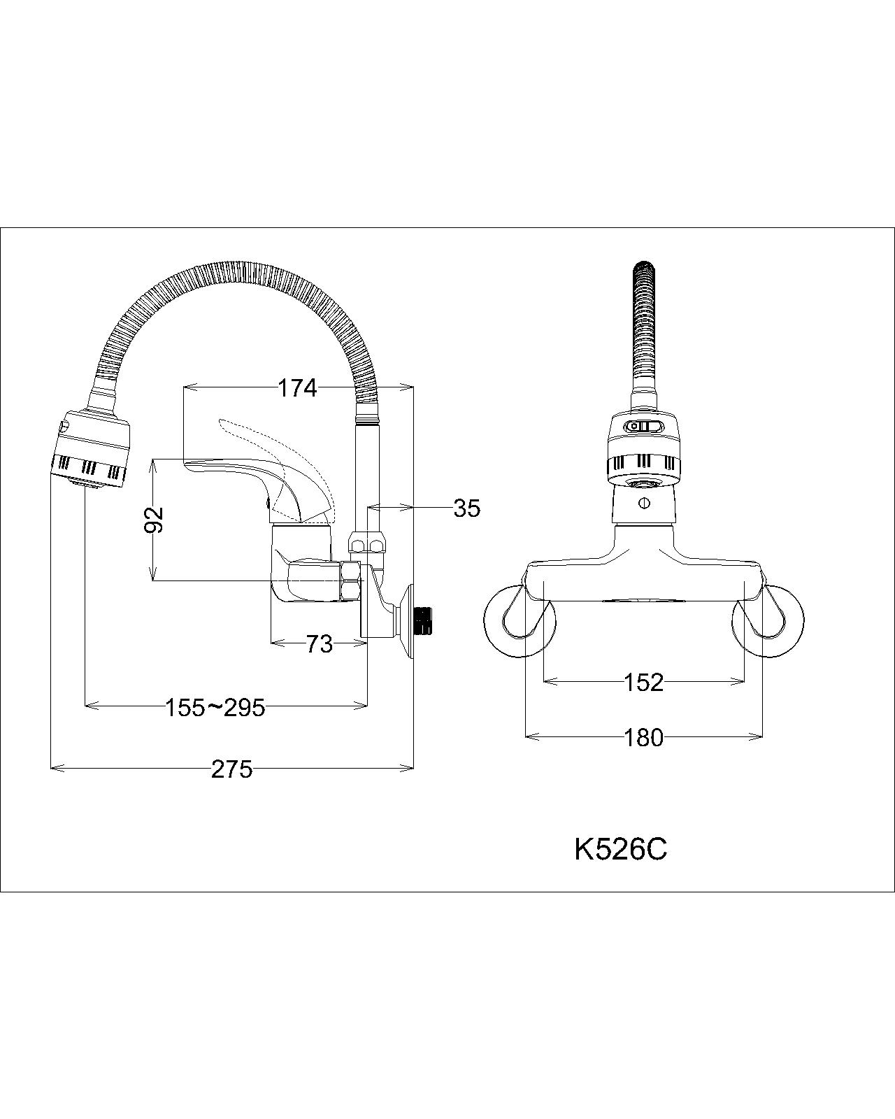 Vòi chậu rửa chén Caesar K526C nóng lạnh gắn tường