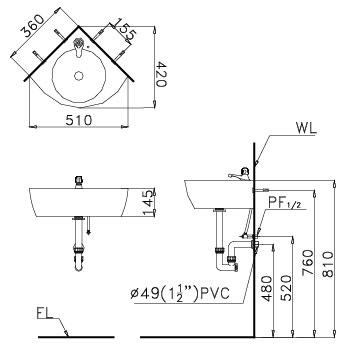 Lavabo chậu rửa mặt Caesar L2014 treo góc