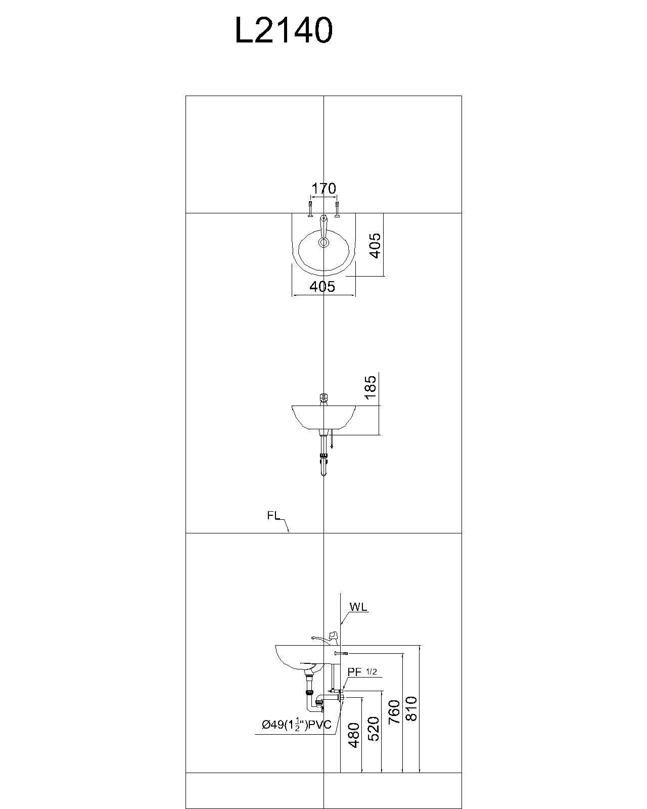 Lavabo chậu rửa mặt Caesar L2140 treo tường