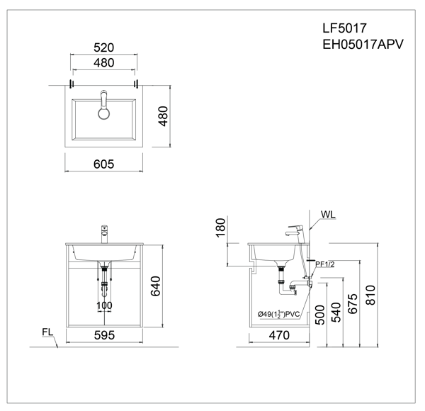 Bộ Lavabo tủ Caesar LF5017 + EH05017AV