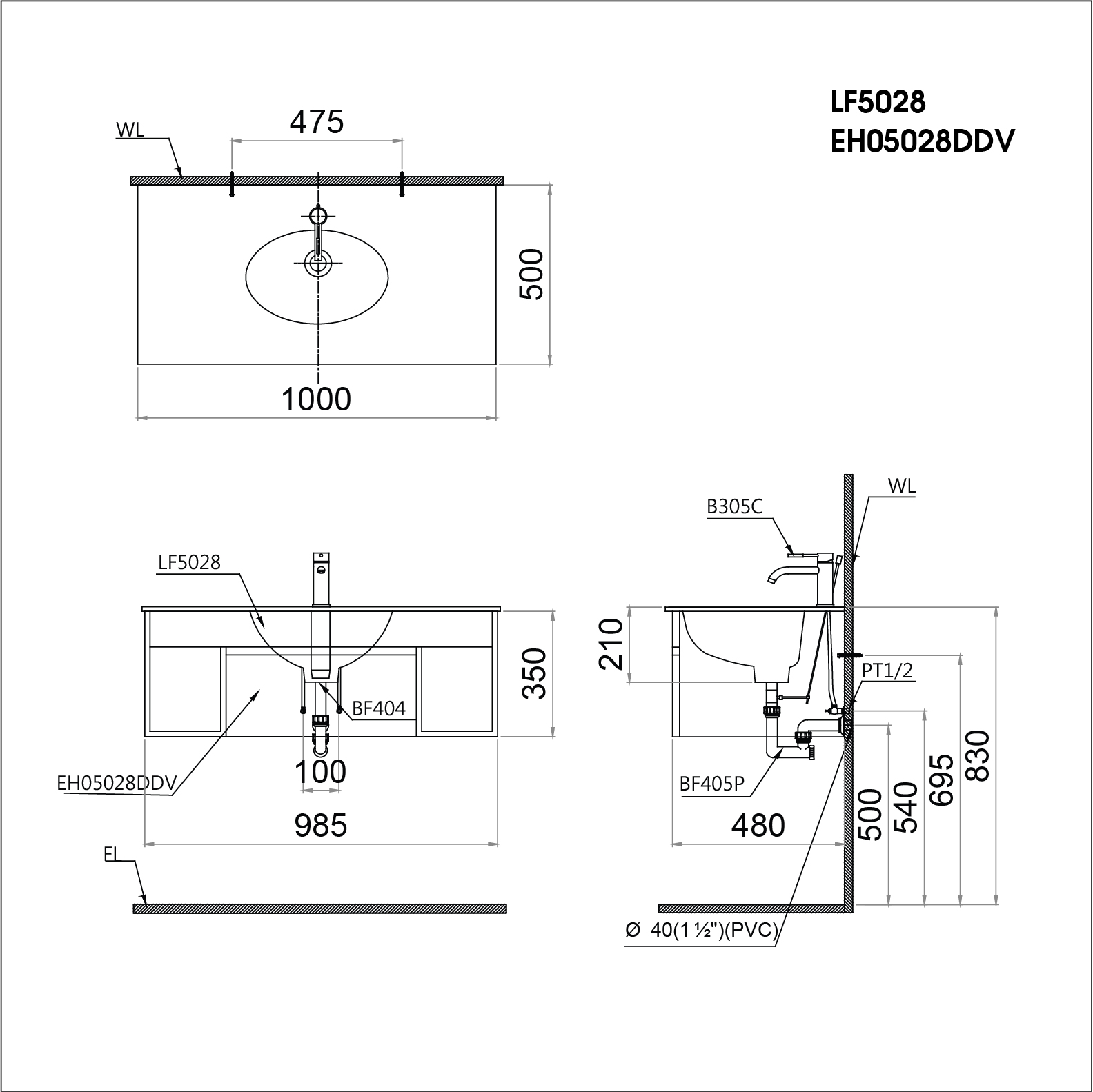 Bộ Lavabo tủ Caesar LF5028 + EH05028ASV