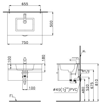 Bộ Lavabo tủ Caesar LF5032 - EH05032AWV