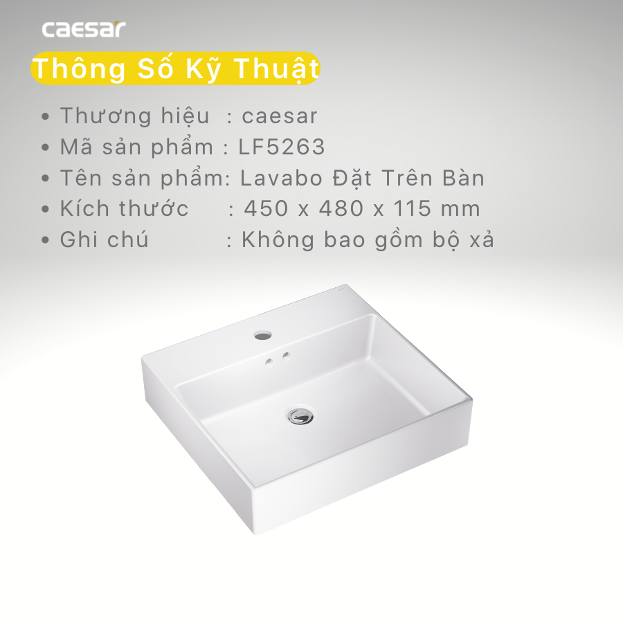 Lavabo chậu rửa mặt Caesar LF5263 đặt bàn