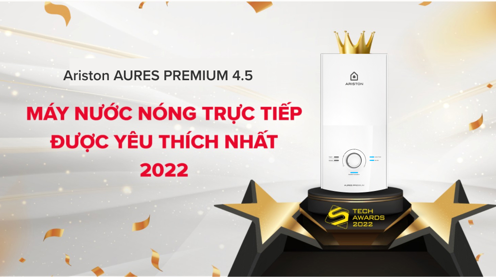 Máy tắm nước nóng điện trực tiếp Ariston Aures Premium 4.5 không bơm