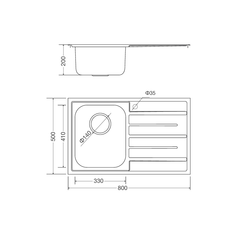 Chậu rửa chén inox Malloca MS 1017 NEW dài 80cm