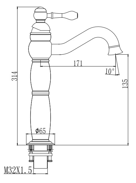 Vòi lavabo chậu rửa mặt Everest EV-MV26 nóng lạnh cổ cao mạ vàng nghệ thuật