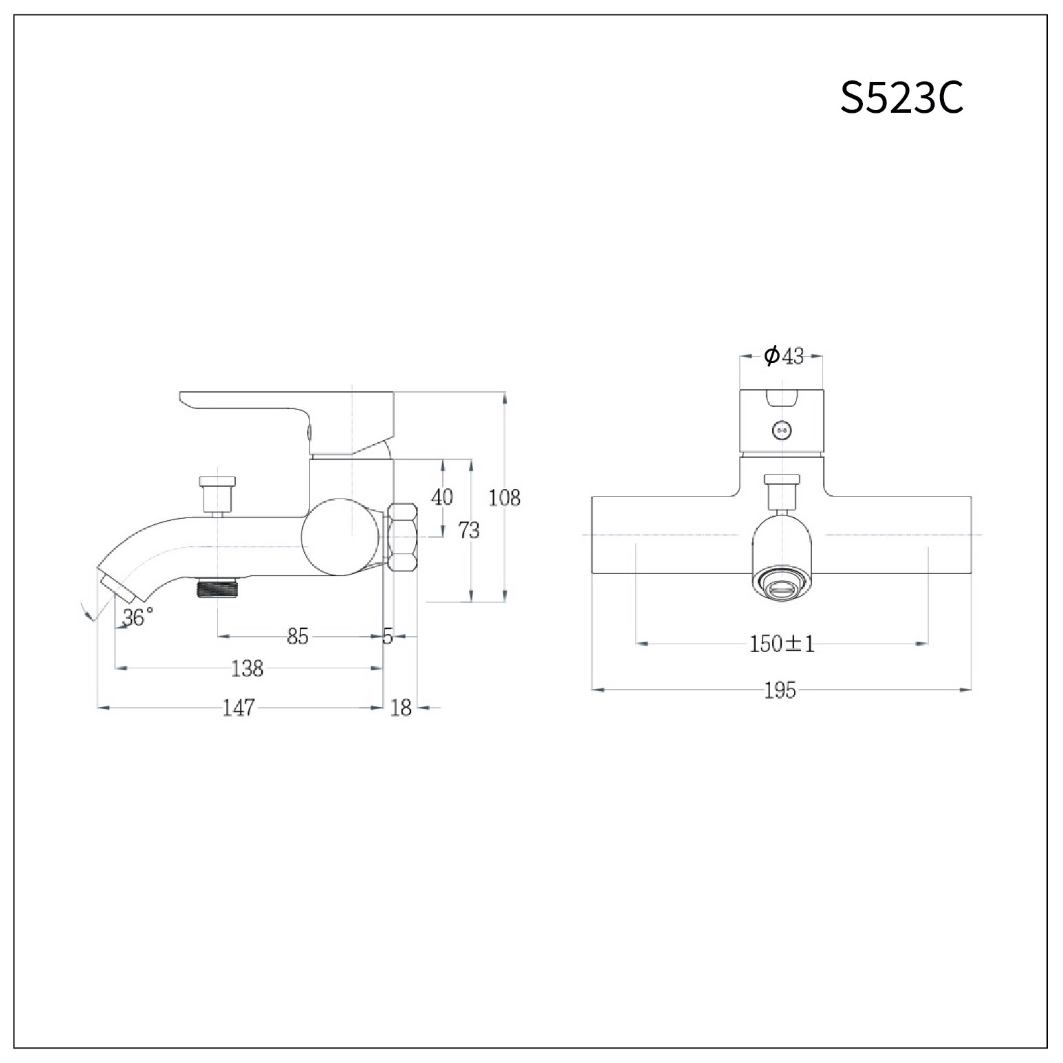 Vòi sen tắm nóng lạnh Caesar S523C