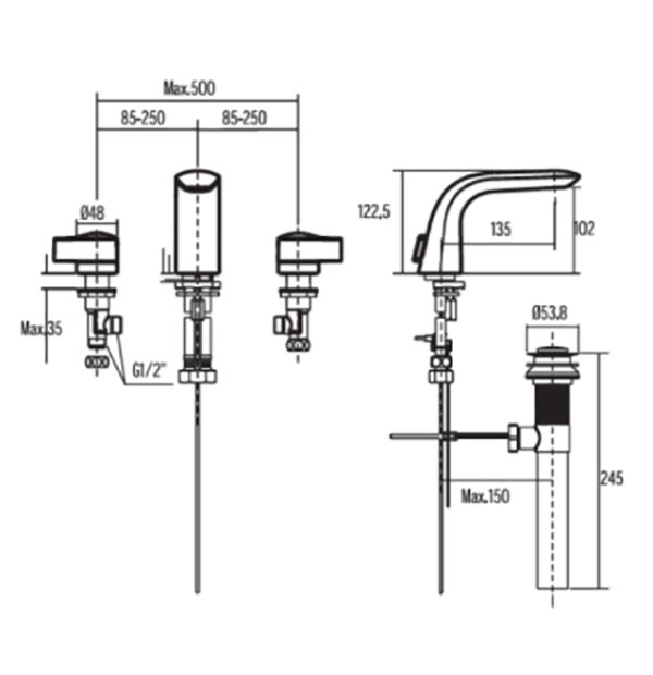 Vòi sen gắn bồn tắm American Standard WF-1300 nóng lạnh