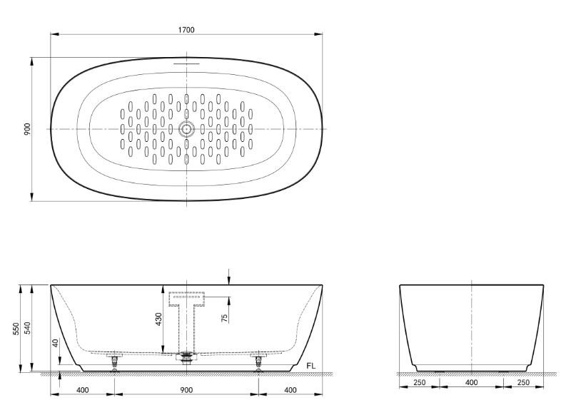 Bồn tắm lập thể INAX BF-1760V dài 1m7 (BF1760V)