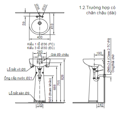 Chân lavabo chậu rửa mặt INAX L-284VD (L284VD)
