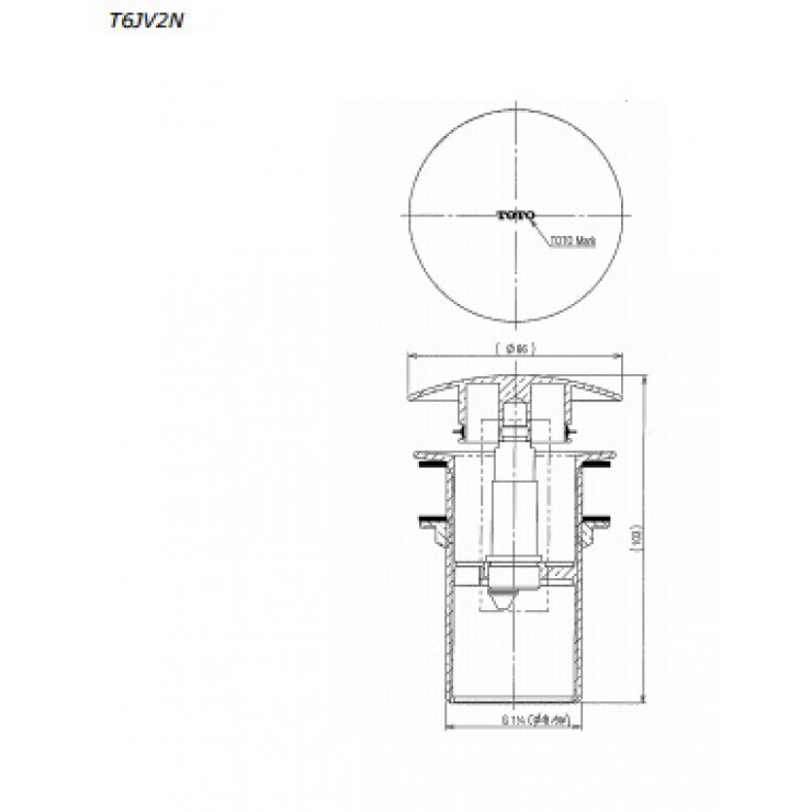 Bản vẽ kỹ thuật Nút xả nhấn Toto T6JV2N