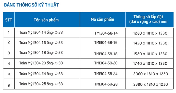 Máy nước nóng năng lượng mặt trời Toàn Mỹ 240 lít I304