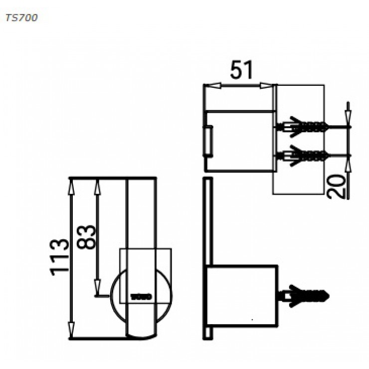 Bản vẽ kỹ thuật Móc áo Toto TS700